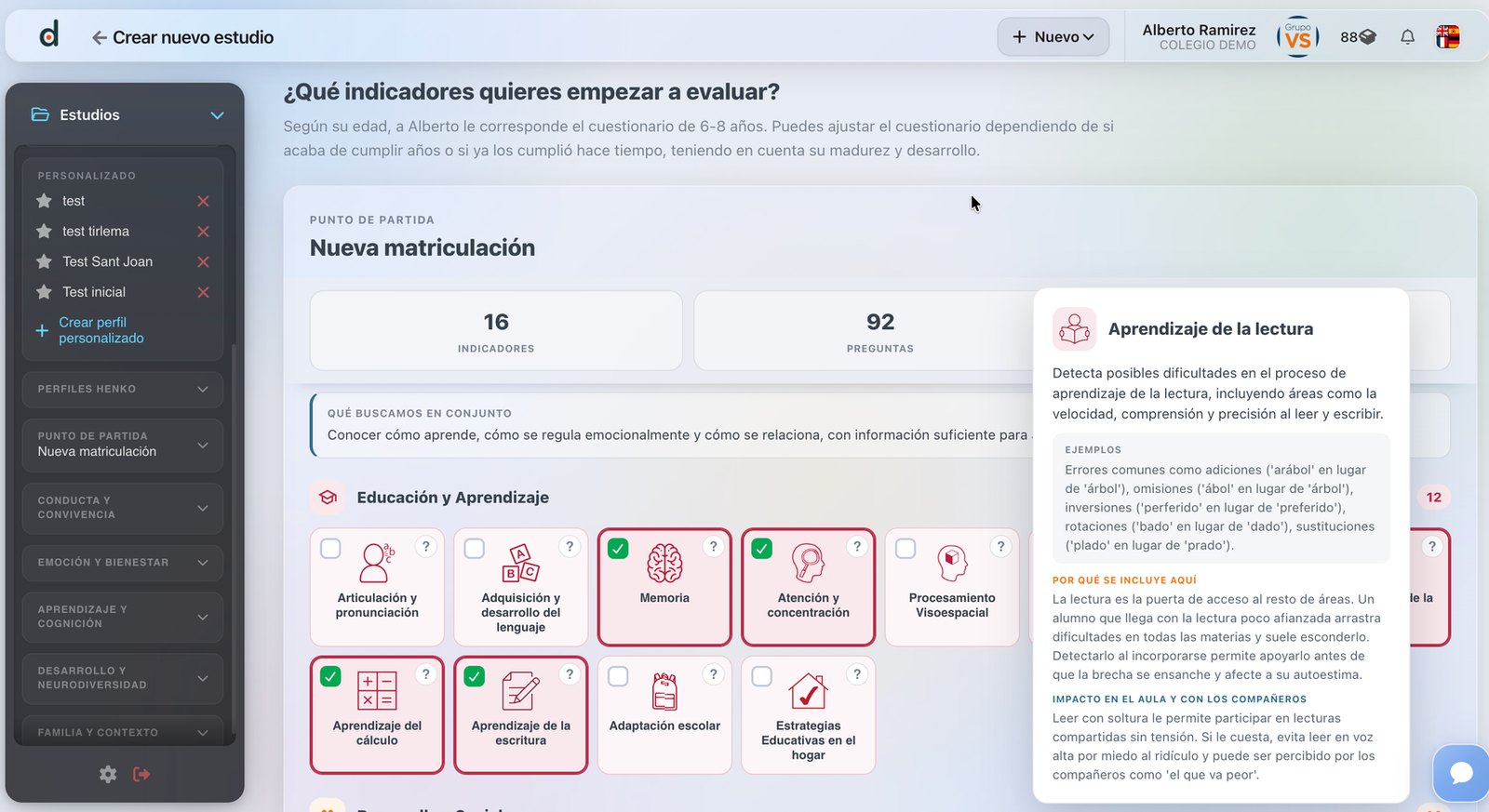 Listas personalizadas y ficha de un indicador